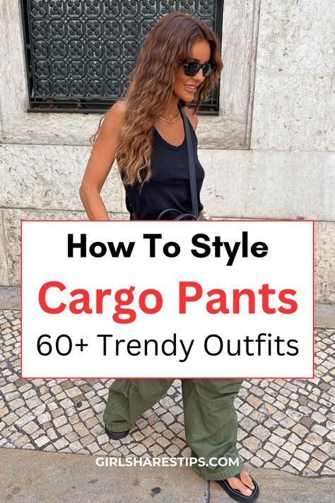 Women Green Cargo Pants Outfit, Loose Cargo Pants Outfit Women, 2024 Cargo Pants Outfit, Concert Outfit With Cargo Pants, Dressing Up Cargo Pants, Colored Cargo Pants Outfit, Summer Outfits With Cargo Pants, Women’s Outfit Black Cargo Pants, Wide Legged Cargo Pants Outfit