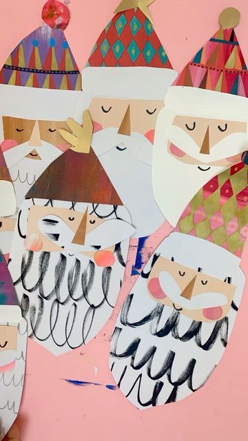 Little Artists | Art Education projects with a difference on Instagram Wall Art Projects, 1st Of December, Christmas Art For Kids, Holiday Art Projects, Art Education Projects, Winter Art Lesson, Christmas Lesson, Christmas Art Projects, Santa Art