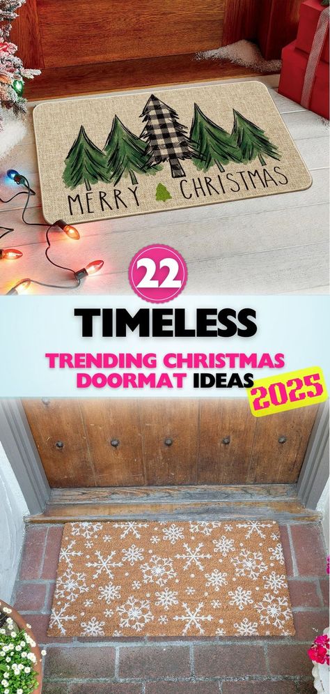 Create a memorable holiday experience with these trending Christmas doormats. From playful to elegant, find the perfect mat to match your seasonal style. Christmas Doormats, Doormat Ideas, Trending Christmas, Winter Door, Christmas Doormat, Front Door Mat, Christmas Rugs, Winter Craft, Front Door Rug