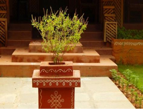 Thulasi Plant, Tulasi Plant, Tulsi Pot, Tulsi Plant, India Home Decor, Morning Mantra, Pooja Room Door Design, Pooja Room Design, Puja Room