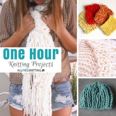 One Hour Knitting Projects: 20 Easy Knitting Patterns | You'll never believe what you can get done in only ONE HOUR! Easy Small Knitting Projects For Beginners, 2 Hour Knitting Projects, Quick Beginner Knitting Projects, One Hour Knitting Projects, Free Quick Knitting Patterns, 1 Hour Knitting Projects, Quick Knitting Projects Free Easy Patterns, Quick Knit Gifts Free Pattern, Fast Knitting Projects