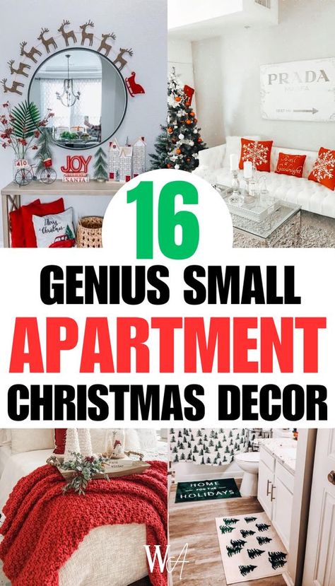 Celebrate the season with the best small apartment Christmas decorations that add a touch of festive charm to your living space. Get inspired to create a cozy holiday haven! Christmas Decorating Small Apartment, Christmas Decorations In Small Apartment, Christmas Decoration Ideas For Small Apartment, Cute Christmas Decor For Apartments, Small Space Studio Apartment, Christmas Decor Ideas For A Small Apartment, Christmas Decor In Small Living Room, Studio Apartment Christmas Decor Ideas, Easy Apartment Christmas Decor