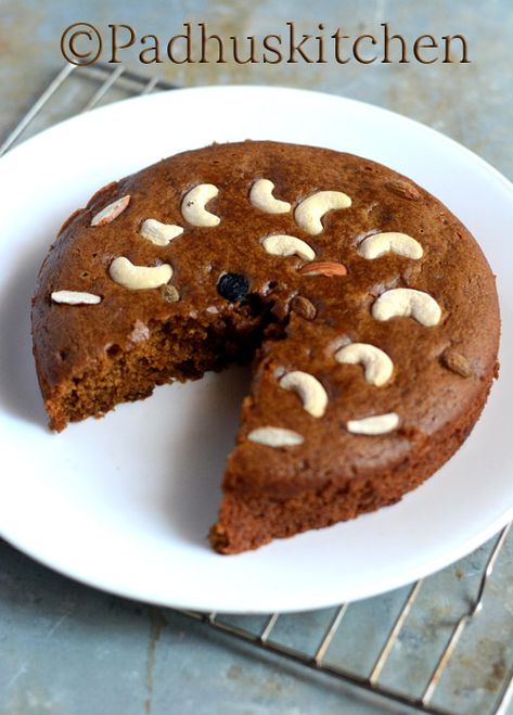 Whole Wheat Jaggery Cake-Healthy Wheat Cake-Atta Cake Recipe - Padhuskitchen Cake Recipes In Cooker, Jaggery Cake, Wheat Cake Recipe, Indian Vegetarian Recipes, Velvet Cake Recipes, Eggless Cake Recipe, Healthy Cake Recipes, Chinese Dessert, Eggless Cake