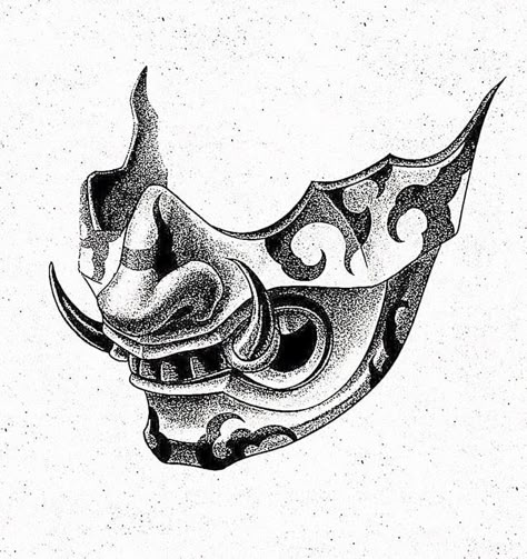 Oni Mask Stencil, Chinese Mask Tattoo, Oni Mask Sketch, Anbu Mask Tattoos, Mask Hand Tattoo, Mempo Mask, Samurai Mask Tattoo, Oni Maske, Mascara Oni