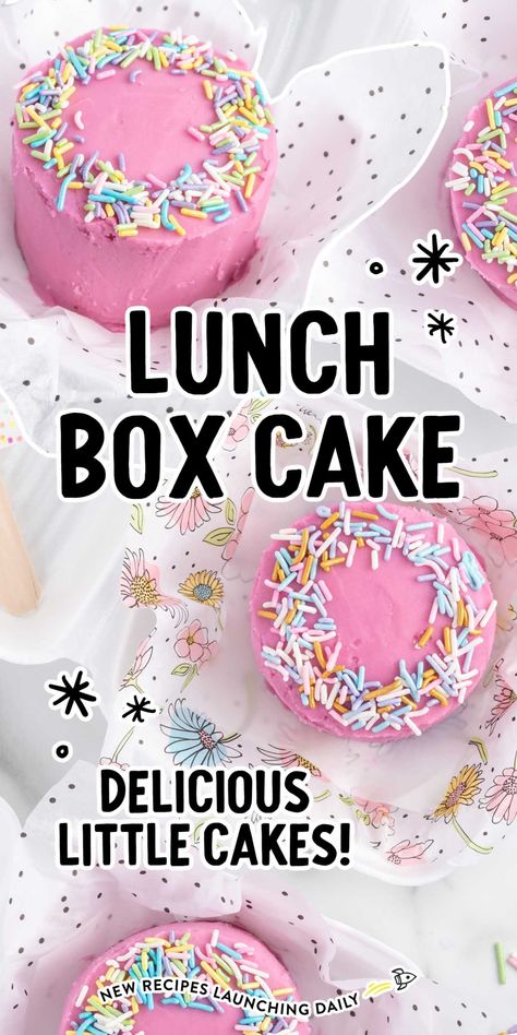 Bento Box Cakes Ideas, Lunchbox Cakes Recipe, Lunchbox Cake Tutorial, Easy Desserts To Make And Sell, Bento Cake Recipes Easy, Mini Birthday Cake Ideas For Her, How To Make Mini Cakes, Lunch Box Cake Recipe, Lunchbox Cake Ideas