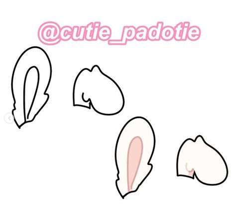 Bunny Ears Reference Drawing, Bunny Ear Drawing Reference, How To Draw Bunny Ears, Gacha Ears, Bunny Ears Tutorial, Bunny Ears Drawing, Tail Animation, Chibi Poses, How To Draw Ears