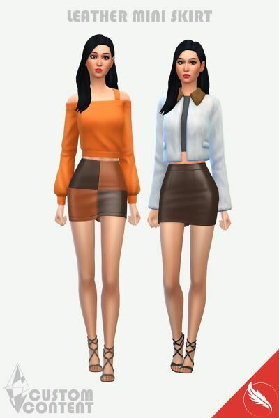 Sims 4 Clothing CC: Leather Mini Skirt By Mono Sims 4 Mini Skirt, Leather Miniskirt, Leather Jacket With Hood, Best Sims, Leather Mini Dress, Leather Mini Skirt, Sims 4 Clothing, Maxis Match, Custom Content