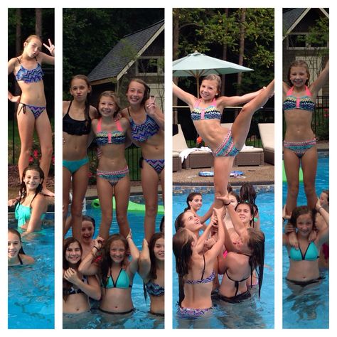 Cheer pool party's are the best team bonding Pool Party Team Bonding, Cheer Pyramids, Cheerleading Ideas, Pool Party Ideas, Cheer Leading, High School Cheer, Cheer Party, Team Bonding, Cheer Pictures