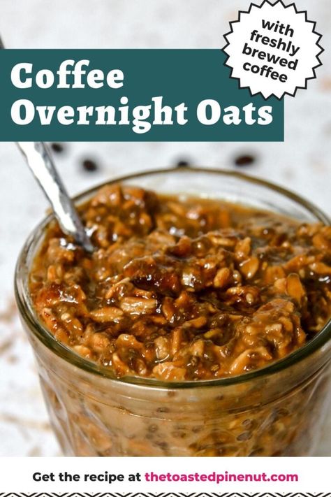 Coffee overnight oats are made with freshly brewed coffee, sweetened with honey and a touch of vanilla. A tasty prep ahead breakfast! Overnight Oats With Oat Milk, Prep Ahead Breakfast, Coffee Overnight Oats, Vanilla Overnight Oats, 2024 Meals, Homemade Cashew Milk, Biscoff Cookie Butter, Pie Crumble, Overnight Oats Healthy