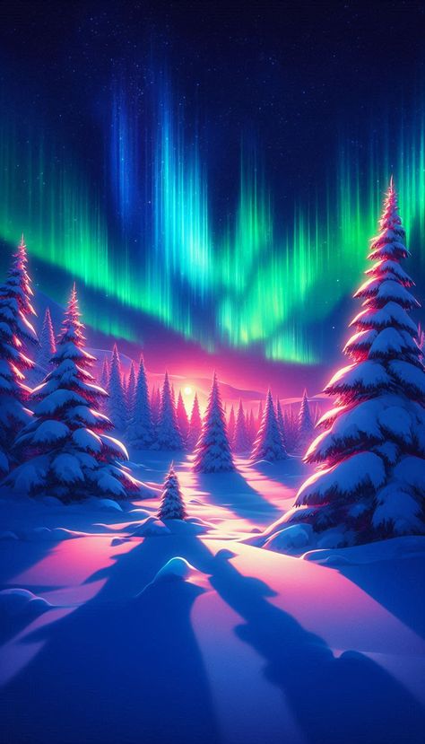 Frozen in the Moment Under the Northern Lights. 4K anime wallpaper - Moody winter forest meets celestial spectacle. #animeart #naturewallpaper #northernlights #winterforest #4kanime #wallpaperinspo #japanesestyle #artoftheday Arora Lights Wallpaper, Wallpaper Moody, Winter Northern Lights, Northern Lights Wallpaper, Lights Wallpaper, Northern Lights (aurora Borealis), I Love Snow, Aurora Borealis Northern Lights, Book Christmas