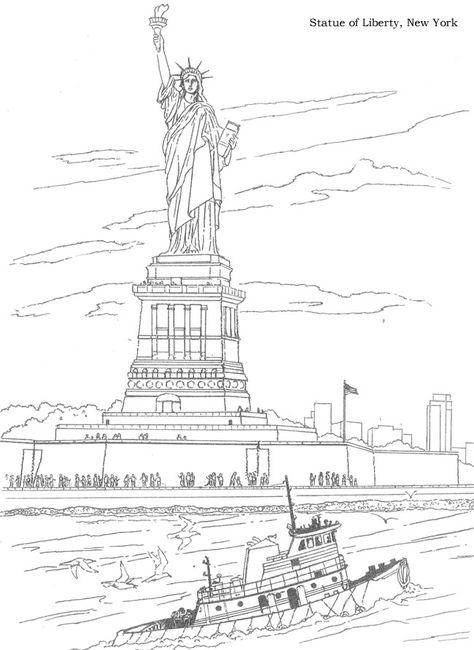 Dover Coloring Pages, New York Buildings, America The Beautiful, Dover Publications, Coloring Pages To Print, Colorful Drawings, Color Therapy, Coloring Book Pages, Pyrography