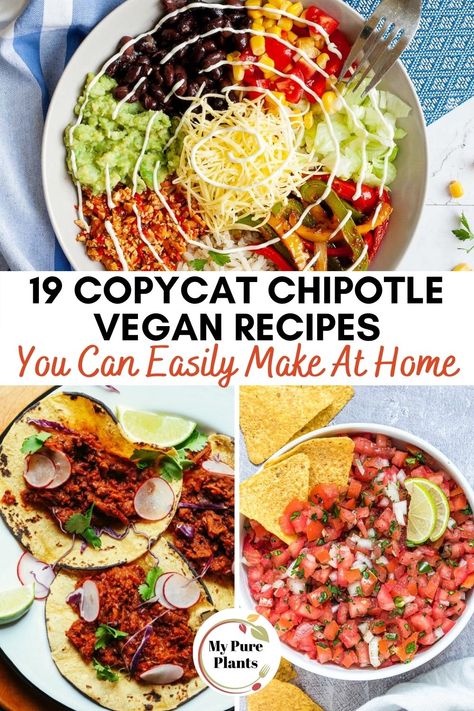 There are 43 vegan ingredients in Chipotle Mexican Grill restaurants that you can mix and match. However, if you want to try your hand at cooking Mexican food but don't have the time to scour the internet for the best recipes, this list is for you. We've compiled the 19 finest copycat Chipotle vegan recipes that you can easily make at home. Chipolte Beef Copycat, Copycat Sofritas Chipotle, Vegan Chipotle Sauce Recipe, Cooking Mexican Food, Vegan Chipotle Crema, Vegan Sofritas Chipotle Recipe, Chipotle Veggie Bowl, Vegan Crumble, Chipotle Recipes