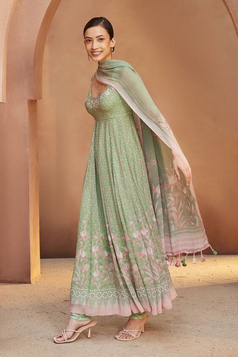 Buy Floriana Suit Set - Sage from Anita Dongre's Kurta Sets for Women Anita Dongre Suits, Kurta Sets For Women Online, Designer Kurta Sets For Women, Indian Dress Up, डिजाइनर कपड़े, Kurta Sets For Women, Muslin Dress, Designer Kurta, Anarkali Dress Pattern