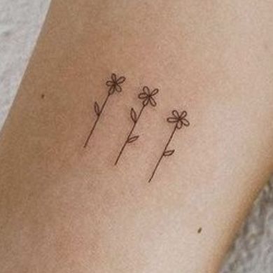 Three Daisy Tattoo, 3 Flower Tattoo Design, 3 Tiny Flower Tattoo, Flower Micro Tattoo, Five Petal Flower Tattoo, Tiny Matching Flower Tattoos, Flower Trio Tattoo, Small Flower Friendship Tattoos, Tiny Flower Tattoo Simple