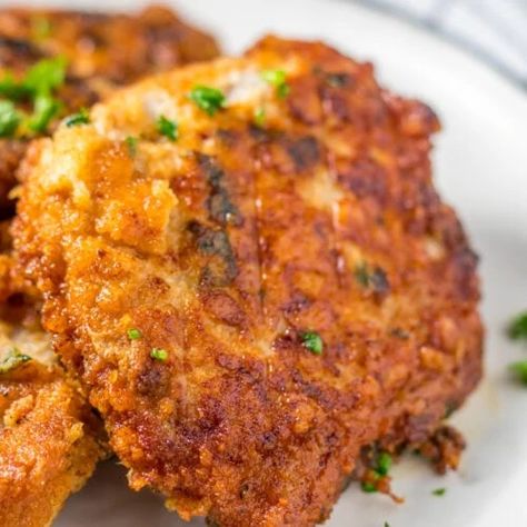 Parmesan Crusted Pork Chops 3 Keri Meals, Crusted Pork Chops, Parmesan Crusted Pork Chops, Pork Meals, Keto Pork, Keto Board, Low Carb Pork, Juicy Pork Chops, Chop Recipes