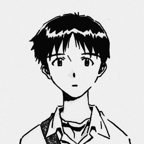 Neon Genesis Drawing, Shinji Pfp Manga, Shinji Ikari Drawing, Shinji Ikari Manga Icon, Shinji Sketch, Shinji Manga Icon, Shinji Drawing, Ikari Shinji Icons, Chibi Evangelion