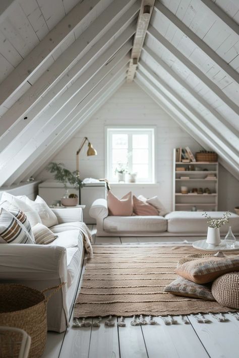 Creative Low Ceiling Attic Makeovers - Tips & Ideas Attic Turned Playroom, Small Room Slanted Ceiling, Low Ceiling Attic Bedroom Master Suite, Loft Makeover Ideas, Rooms With Angled Ceilings, Attic Low Ceiling Ideas, Finished Attic Ideas Low Ceilings, Attic Tv Room Sloped Ceiling, Small Attic Living Room