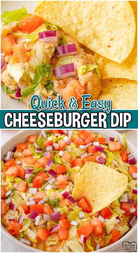 Easy Beef Dip, Cheeseburger Sides, Hamburger Dip, Cheeseburger Dip, Beef Dip, Easy To Make Appetizers, Football Snacks, Recipes With Few Ingredients, Salsa Dip