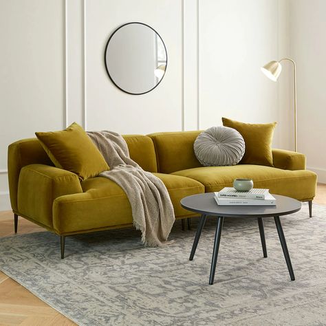 Modern, Mid Century & Scandinavian Furniture | Article Modern Couch Design, Couch For Small Living Room, Abisko Sofa, Velvet Sofa Living Room Ideas, Mustard Sofa, Velvet Sofa Living Room, Dc Apartment, Home Decor Ideas Kitchen, Decor Ideas Kitchen