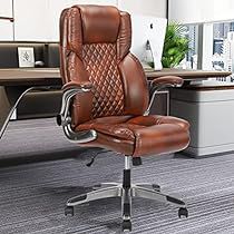 Brown Leather Office, Brown Leather Office Chair, Brown Office Chair, Chairs With Wheels, High Back Office Chair, Furniture Details Design, Computer Desk Chair, Back Office, Work Chair