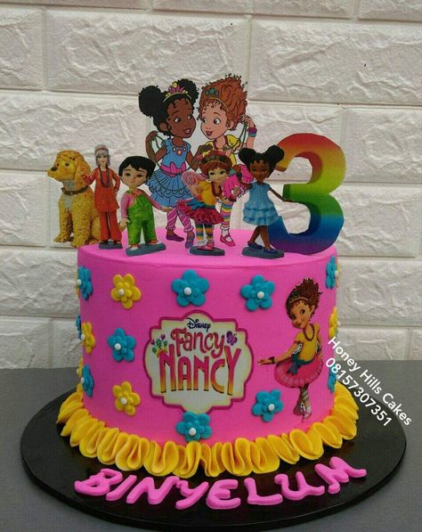 Fancy Nancy Birthday Cake, Fancy Nancy Cake, Fancy Nancy Birthday, Mini Force, 7th Birthday Cakes, Nancy Doll, Happy Birthday Printable, Buttercream Cake Decorating, 9th Birthday Parties