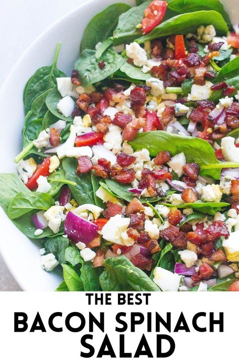 Spinach Salad With Bacon And Eggs, Spinach Salad With Blue Cheese, Spinach Salad With Warm Bacon Dressing, Spinach Bacon Salad, Spinach Salad Dressing Recipe, Spinach Salad Dressing, Warm Bacon Dressing, Salad With Blue Cheese, Big Dinner