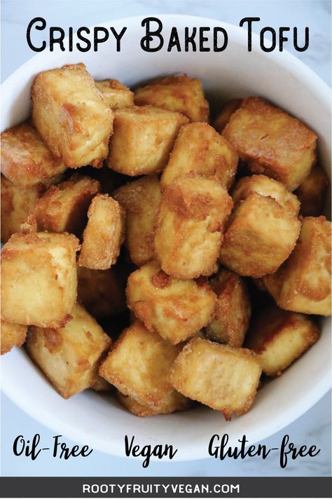 Crispy Tofu Without Cornstarch, Oil Free Cooking, Oil Free Tofu Recipes, Vegan Oil Free Recipes, Fat Free Vegan Recipes, Oil Free Recipes, Tofu Crispy, Fry Tofu, Crispy Baked Tofu