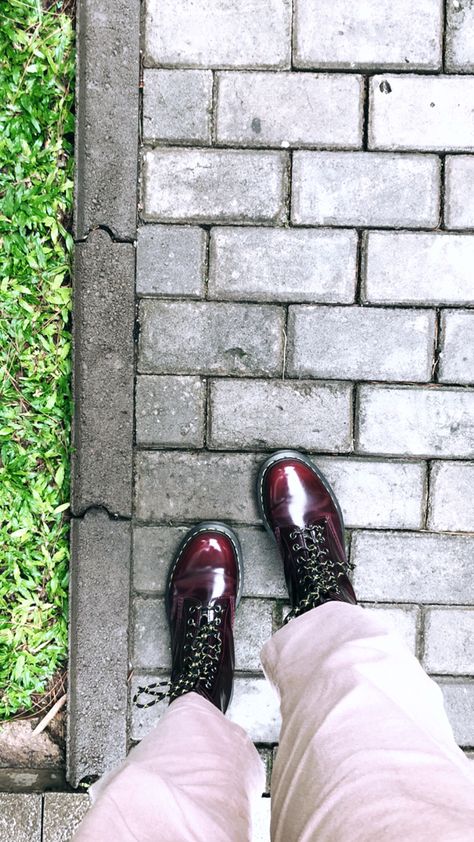 Cherry red vegan Dr Martens Dr Martens Boots Outfit, Cherry Red Outfit, Dr Martens Cherry Red, Dr Martens Boots, Doc Marten Oxford, Red Outfit, Doc Martens, Boots Outfit, Cherry Red