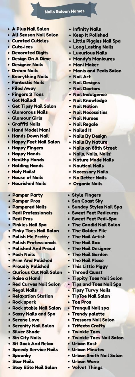 400+ Classy Nail Salon Names for Your Business Nail Art Shop Name Ideas, Nail Art Insta Id Name, Business Names For Nails, Cute Names For Nail Salon, Nails Hashtag For Instagram, Nailart Name Ideas, Nail Logos Ideas Business, Nail Saloon Designs, Nail Salon Name Idea