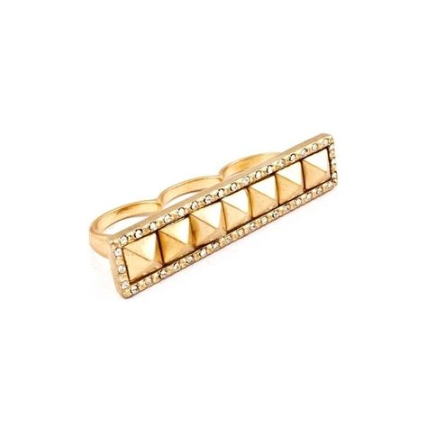 Gold Spiked Pyramid Diamond encrusted Multi Finger Ring ❤ liked on Polyvore featuring jewelry, rings, yellow gold jewelry, diamond jewelry, yellow gold rings, diamond rings and diamond pyramid ring Multi Finger Rings, Pyramid Ring, Rings Diamond, Yellow Gold Jewelry, Design Board, Jewelry Diamond, Finger Ring, Small Jewelry, Ring Finger