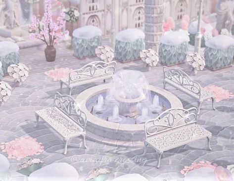 Acnh Angelcore, Acnh Butterfly, Acnh Elegant, Kawaii Island, Pink Island, Castle Gardens, Cherry Blossom Petals, Animal Crossing 3ds, Pink Castle