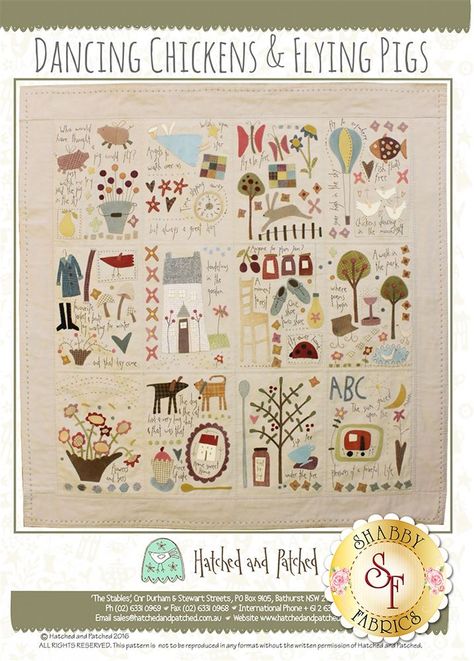 Dancing Chickens & Flying Pigs Pattern | Shabby Fabrics Anni Downs Patterns, Hatched And Patched, Annie Downs, Wool Applique Quilts, Anni Downs, Flying Pigs, Wool Applique Patterns, Quilt Sewing Patterns, Applique Quilt Patterns