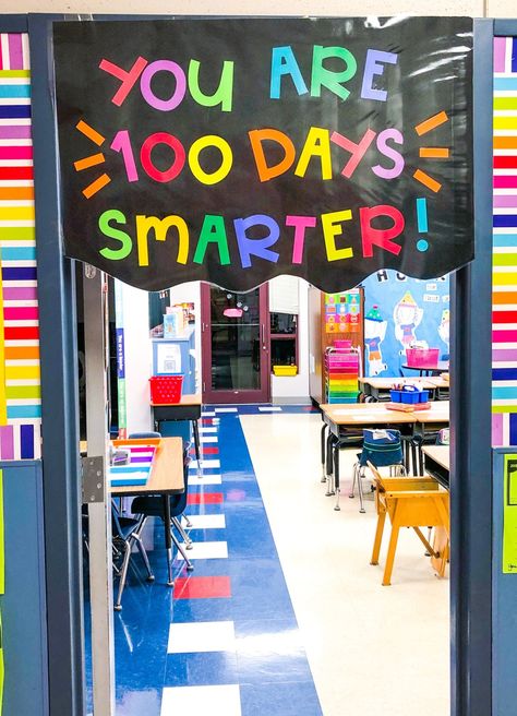 100 Days Bulletin Board Ideas, 100th Day Decorations School Ideas, 100 Days Of School Ideas Prek, 100th Day Of School Party Ideas, 100 Days Of School Photo Frame, 100 Day Of School Classroom Decorations, 100th Day Of School Kindergarten Activities, 100th Day Of School Classroom Decorations, 100th Day Of School Stations