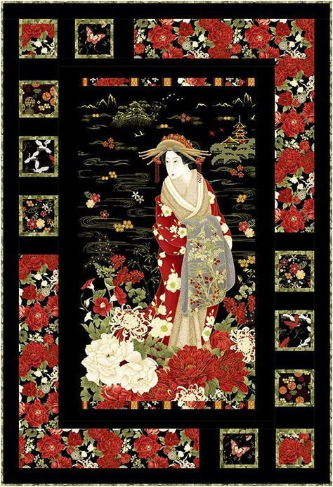 Japanese Panels, Panel Quilting, Quilting Panels, Japanese Quilt Patterns, Kyoto Garden, Sutton Hoo, Asian Quilts, Panel Quilt Patterns, Quilt Borders