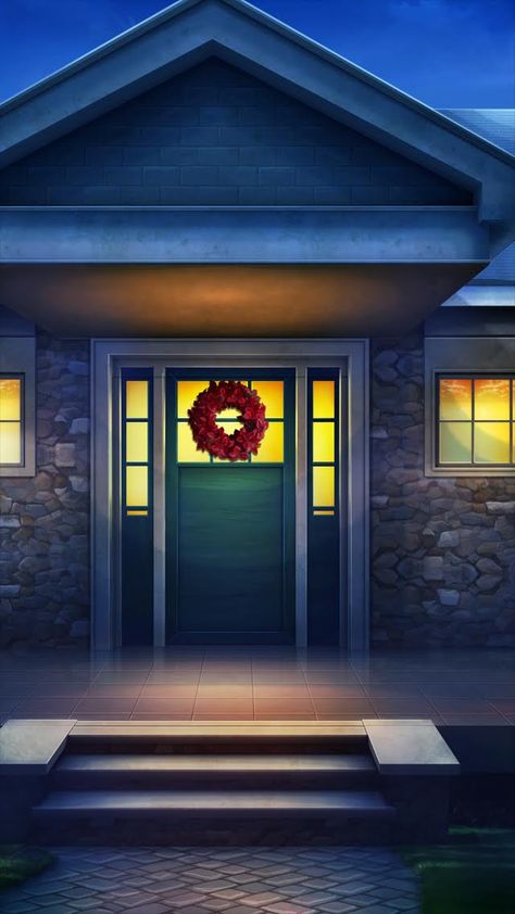 EXT. DEANS HOUSE V2 ON - NIGHT Anime Front Door Background, Anime Door Background, Gacha House, Door Background, Anime Houses, Episode Interactive, Story Backgrounds, Anime House, Episode Interactive Backgrounds