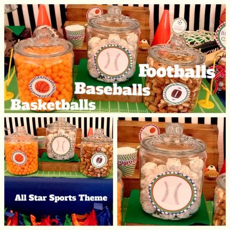 Sports Theme Party, Sport Theme, Sports Baby Shower, Sports Theme Birthday, Birthday Party Snacks, Sports Birthday Party, Basketball Party, Cheese Puffs, Ball Birthday