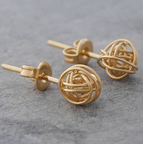 Wire Earrings Handmade, Rose Gold Earrings Studs, Knot Stud Earrings, Knot Studs, Rose Gold Studs, Sterling Silver Wire Wrap, Tiny Studs, Tiny Stud Earrings, Gold Stud Earrings