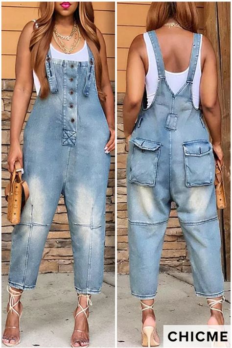 Beach Outfit Girl, Girl Dinner Outfit, Girls Outfit Ideas Summer, Jumpsuit Outfit Casual, Womens Denim Jumpsuit, Suspender Jumpsuit, 70 Outfits, Beautiful Casual Dresses, African Fashion Modern