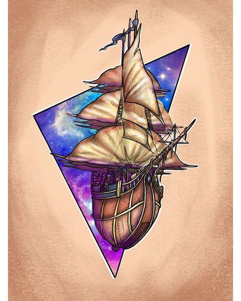 Treasure Planet Ship Tattoo, Disney Treasure Planet Tattoo, Treasure Planet Tattoo, Disney Sleeve, Disney Treasures, Planet Tattoos, Theme Tattoo, Treasure Planet, New School Tattoo