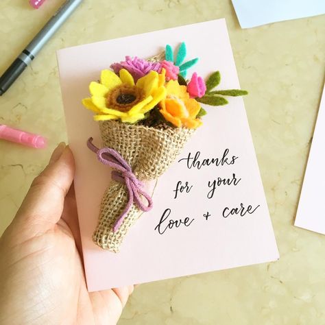 Mini bouquet with personalised handwritten note . Handmade with love! Felt Bouquet, Felt Flower Bouquet, Felt Flowers Diy, Mini Bouquet, Handmade Things, Flowers Bouquet Gift, Felt Flower, Paper Flowers Diy, Handmade With Love