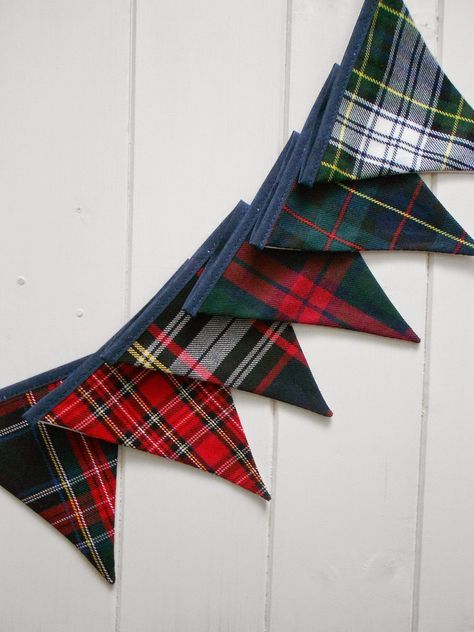 Did you know that    all tartans are plaid   but not all plaids are tartans?     These two patterns are similar   in the fact that... Tartan Crafts, Tartan Decor, Scottish Christmas, Burns Night, Robert Burns, Tartan Christmas, Fabric Bunting, Scottish Plaid, Banners Buntings