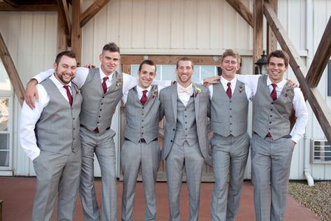 Fall Groomsmen Attire, Groomsmen Attire Grey, Fall Groomsmen, Groomsmen Vest, Wedding Ceremony Ideas, Groomsmen Outfits, Maroon Wedding, Wedding Groomsmen, Fall Wedding Colors