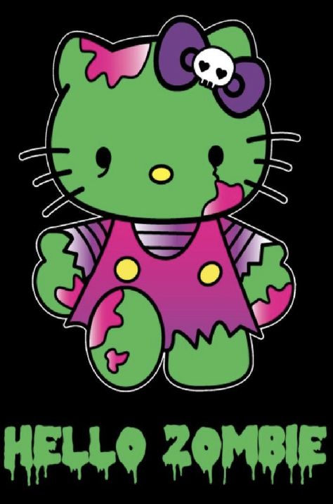 Scary Hello Kitty, Hello Zombie, Hello Kitty Gif, Kitty Gif, Hello Kitty Clipart, Charmmy Kitty, Hello Kitty Images, Hello Kitty Aesthetic, Emo Wallpaper