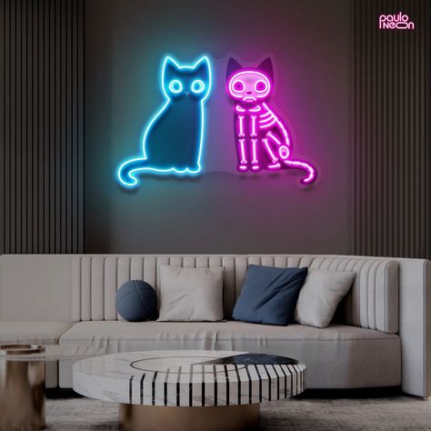 Neon Sign Custom Black Cats, cats gift personalized, cat decor for home, cat decor for bedroom, cat wall art, gift for the home decor Halloween Decor Indoor, Wedding Neon Sign, Neon Wedding, Cat Wall Art, Decor For Bedroom, Cat Decor, Cat Wall, Custom Neon Signs, Room Aesthetic