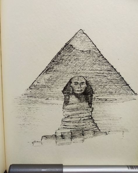 Ancient Sphinx with Khafre's Pyramid Giza, my drawing, illustration, Rgypt, Africa, Dublenco. Pyramid Of Giza Drawing, Pyramid Drawing, Ancient Egypt Architecture, Watercolor Buildings, Egypt Architecture, Architecture History, Architecture Sketch, Giza, Ancient Egypt