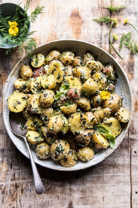 The Best Herby Potato Salad | halfbakedharvest.com Mayo free Vegan Half Baked Harvest Recipes, Harvest Recipes, Half Baked, Half Baked Harvest, Potatoe Salad Recipe, A Bowl, Side Dish Recipes, Guacamole, Potato Salad