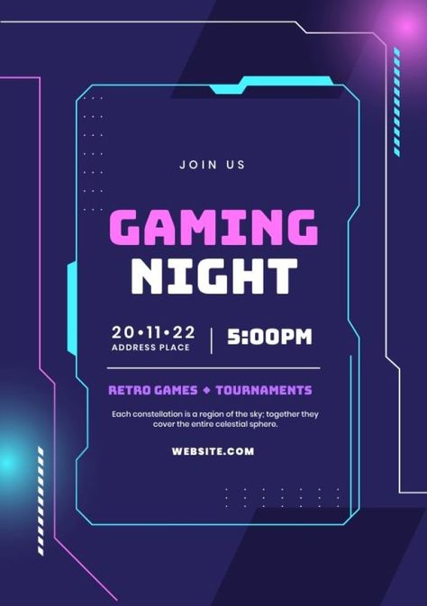 Gradient Futuristic Gaming Night Invitation Futuristic Invitation Design, Gaming Event Poster, Futuristic Event Design, Futuristic Invitation, Futuristic Design Graphic, Futuristic Graphic Design, Event Design Branding, Futuristic Poster, Organizational Chart Design