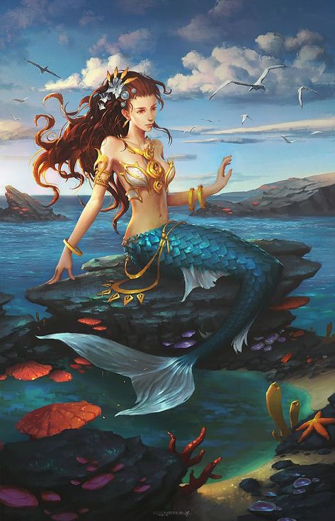 (16) Origin of the Fae - Mermaids - Wattpad Mermaid Artwork, Fantasy Mermaids, Mermaid Lagoon, Mermaid Pictures, Mermaids And Mermen, Beautiful Mermaids, Art Simple, Beautiful Fairies, Mermaid Art