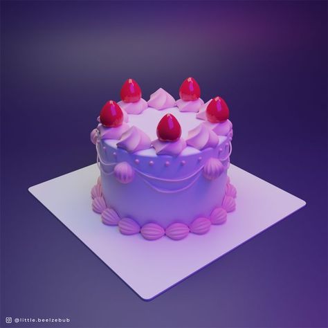 Hi! I'm Ren a 3D artist, you can find me on instagram as @little.beelzebub, 3D Modeling. Done in blender, rendered in cycles. #b3d #blender #food #dessert #cake #3dillustrations #3dmodeling Cute Cake Illustration, Cake Blender, Blender Food, Cake Models, Cake Illustration, Silhouette People, Cute Cake, 3d Cube, Video Game Design