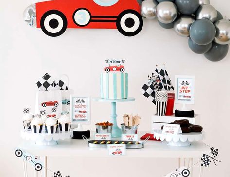 Car Birthday Party Ideas, Race Car Birthday Party Ideas, Two Fast Party, Vintage Race Car Birthday, Vintage Race Car Party, Race Car Party Decorations, Vintage Car Birthday, Vintage Car Party, Auto Party